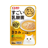 CIAO 100 Billion Lactic Acid Bacteria Soup Wet Food 40g Various Flavor, for cats.